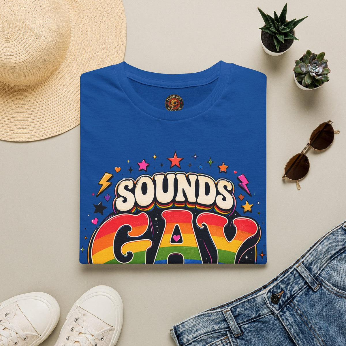 Sounds Gay T‑Shirt — Rainbow Retro "Sounds Gay I'm In" Pride Tee