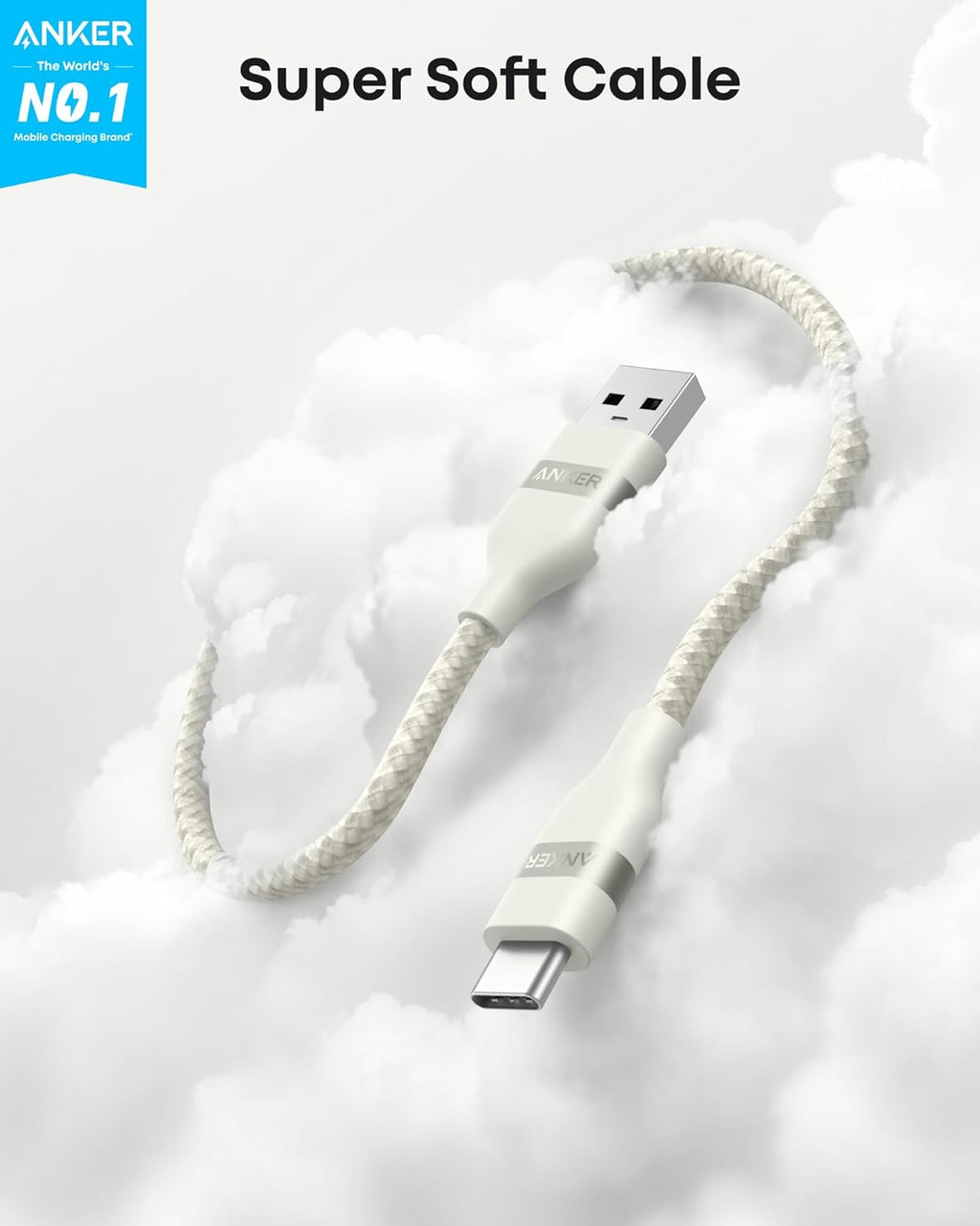 Anker USB-A to USB-C Cable (3 ft / 6 ft, Upcycled-Braided) - ATE