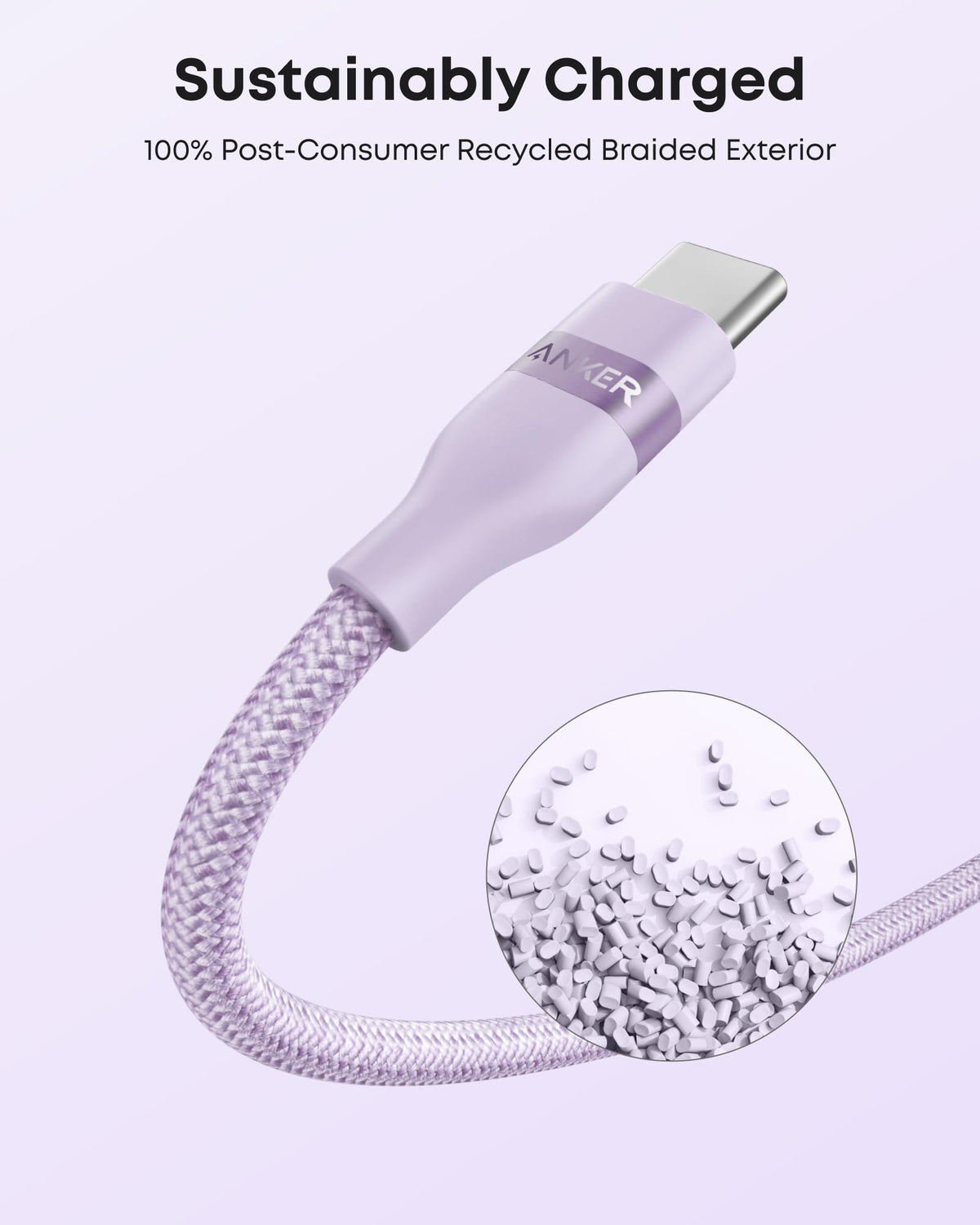 Anker USB-A to USB-C Cable (3 ft / 6 ft, Upcycled-Braided) - ATE