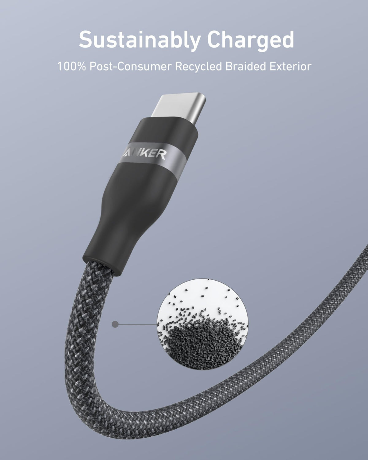 Anker USB-A to USB-C Cable (3 ft / 6 ft, Upcycled-Braided) - ATE
