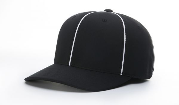 Richardson Flex-Fit Football/Lacrosse Officials Hat - Black w/ White Piping and White - ATE